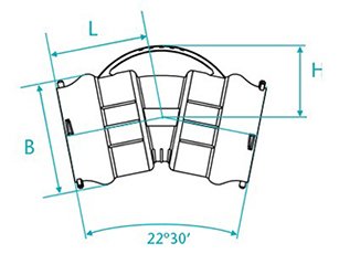 Dibujo técnico Curva de 22 con bolsas para tubos PVC PBA
