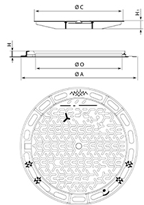 Dibujo técnico tapón para acera Circular