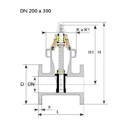 Dibujo técnico válvula Euro 22 DN 200 a 300